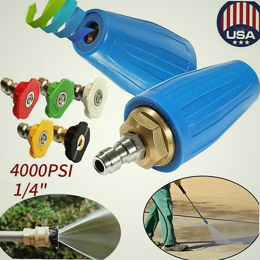 3.0 4.0 GPM Pressure Washer Rotating Turbo Nozzle 1/4" Quick Connect Spray Tip