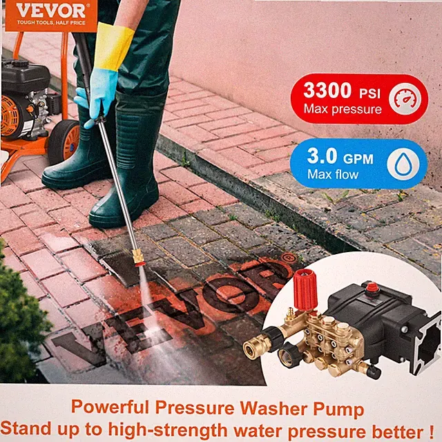 3/4" 3700 PSI Pressure Washer Pump 2.5 GPM Triplex Plunger Fits Simpson MorFlex
