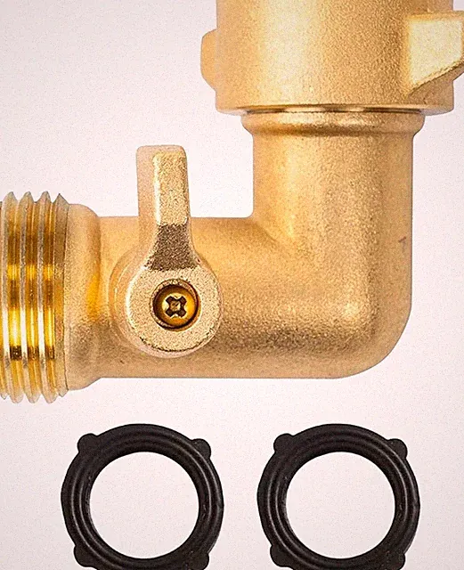 3/4" 90 Degree Brass Garden Hose Elbow Adapter with Shut Off Valves