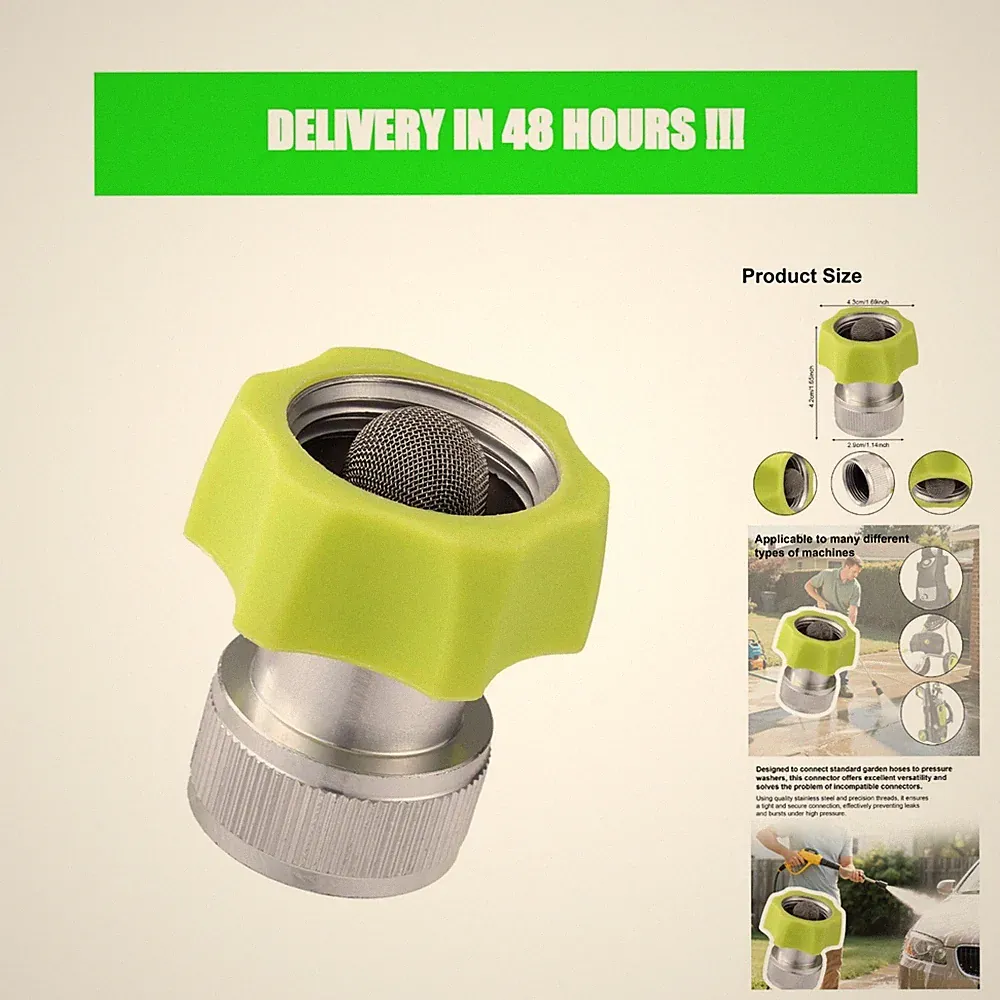 3/4" Pressure Washer Hose Adapter Stainless Steel Garden Hose Coupler