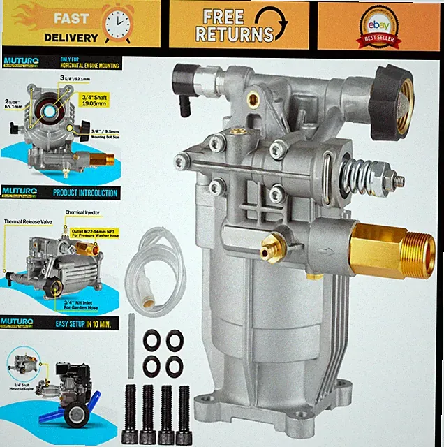3/4" Shaft Horizontal Pressure Washer Pump 2600-3000 PSI 2.5 GPM OEM Replacement