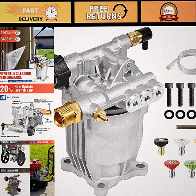 3/4" Shaft Horizontal Pressure Washer Pump 3400 PSI 2.5 GPM - High Efficiency, D