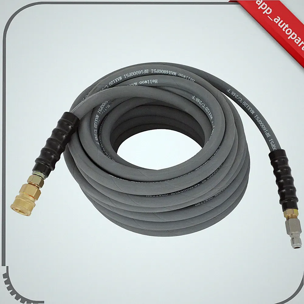 3/8" 100ft Pressure Washer Hose 4000PSI Gray With Couplers