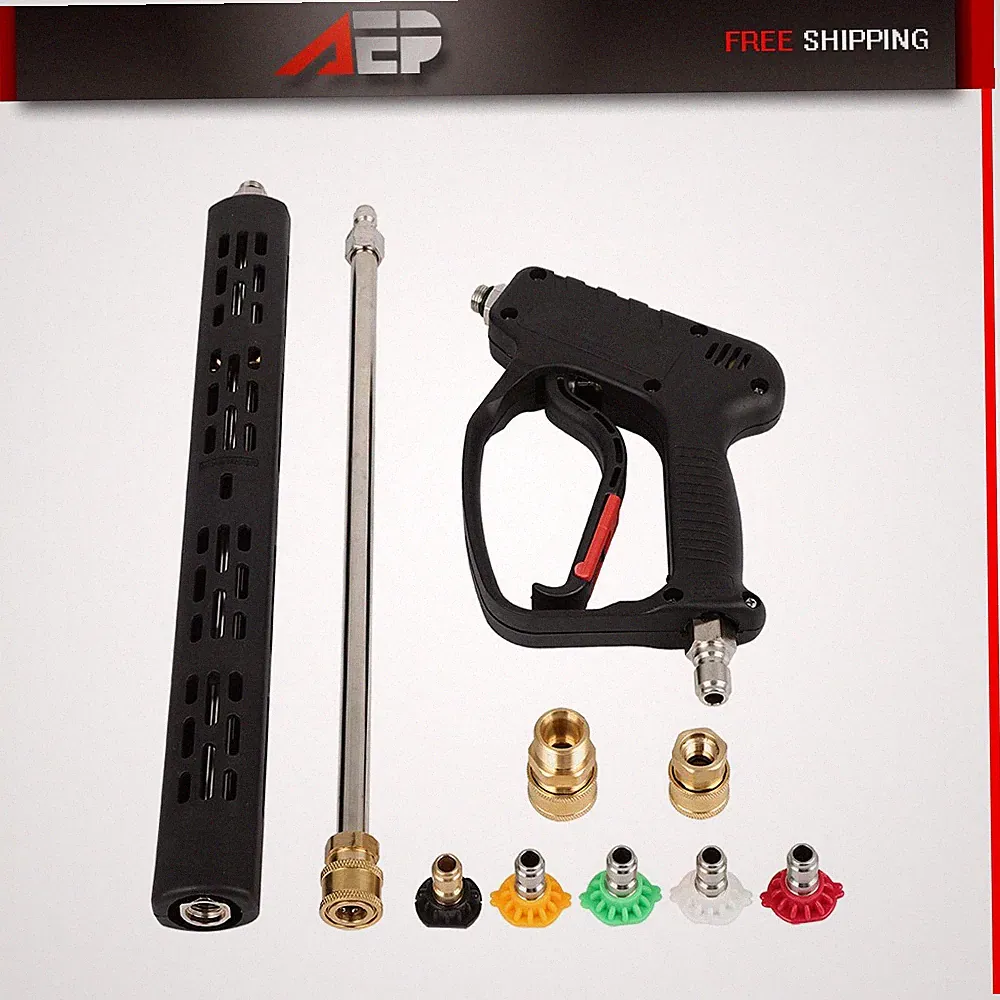 3/8" 4500psi Pressure Washer Gun w/Extension Wands Swivel Quick Connect M22-14mm