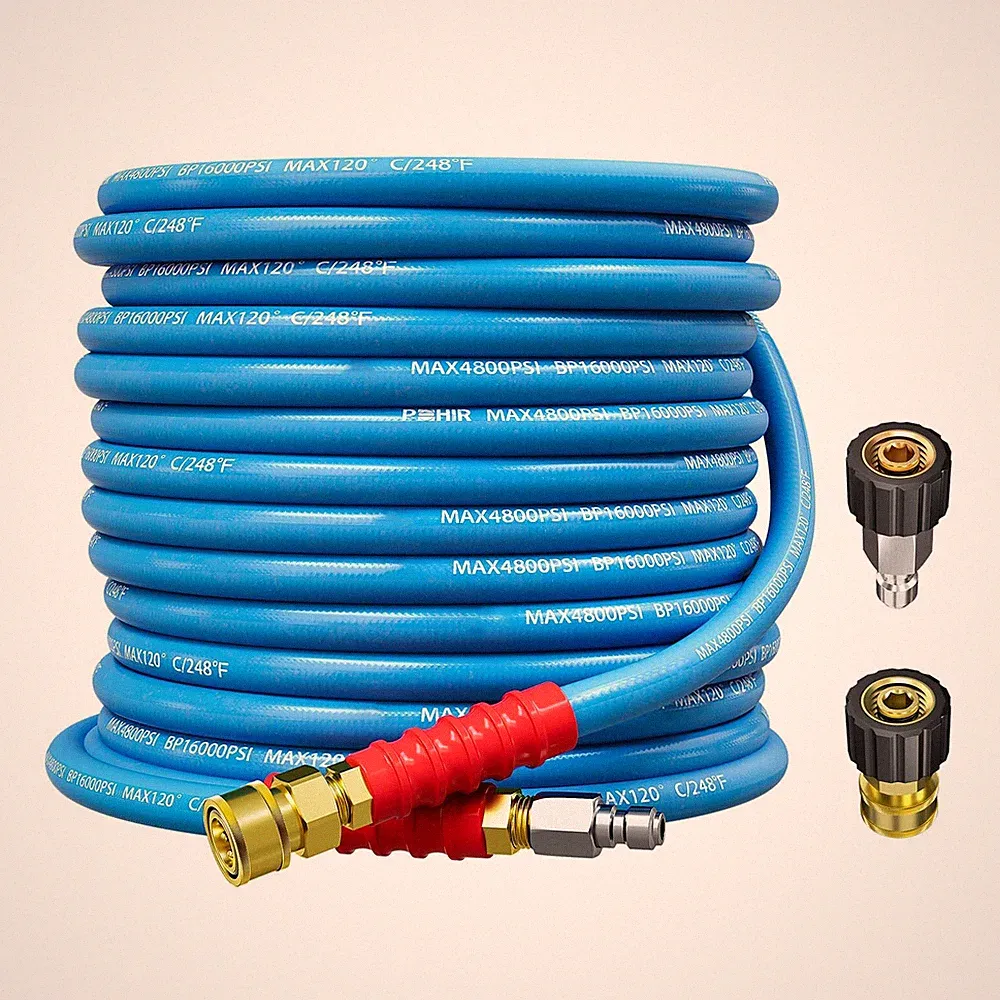 3/8" 4800 psi Hot Water Rubber Pressure Washer Hose 50 ft 248℉ Extension Cable