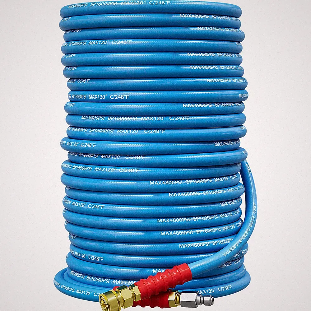3/8" 4800psi Hot Water Rubber Pressure Washer Hose 30-150FT 248℉ Extension Cable