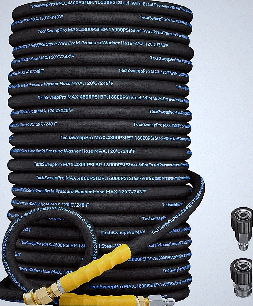 3/8" 4800PSI Pressure Washer Hose 100Ft for Cold and Hot Water Max 248°F with 3/