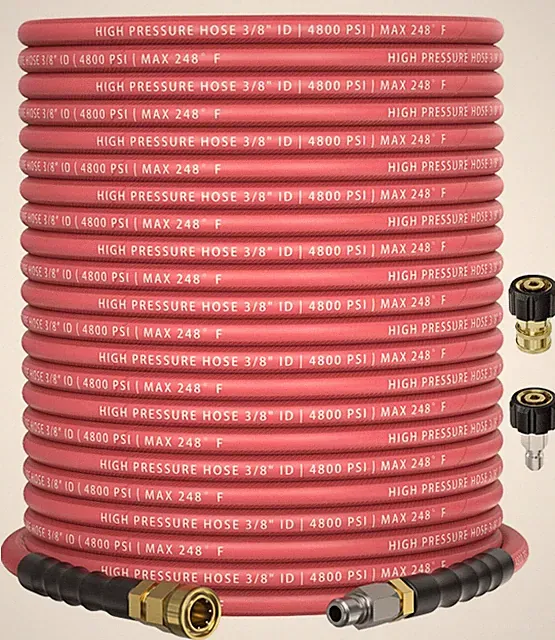 3/8" 4800PSI Pressure Washer Hose 100FT with 360° Swivel Quick Connect, Fle