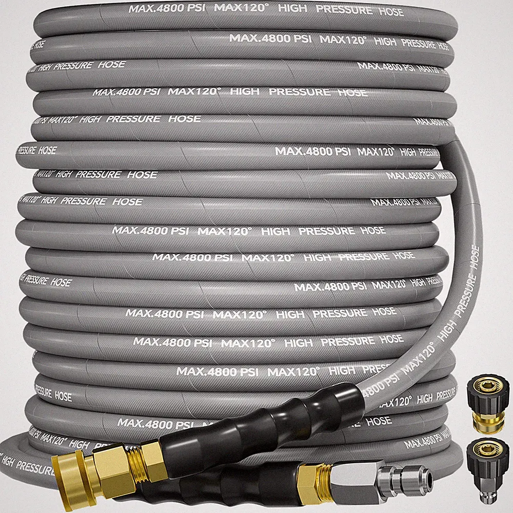 3/8" 4800PSI Pressure Washer Hose 100FT with Swivel Quick Connect Max 248°F