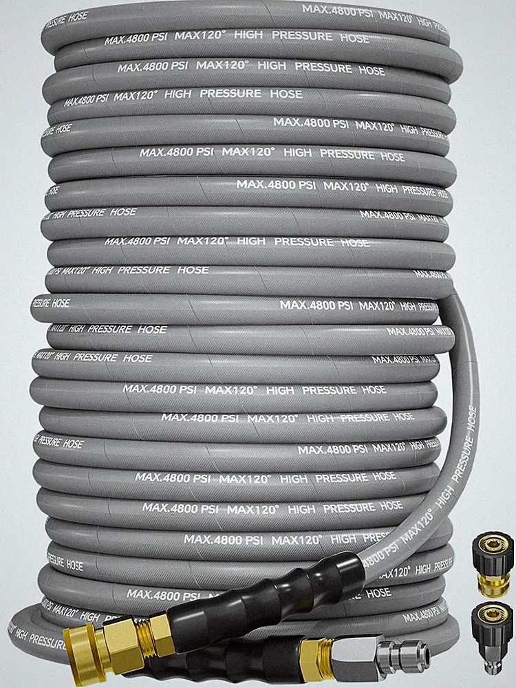 3/8" 4800PSI Pressure Washer Hose 150FT with Swivel Quick Connect Max 248°F