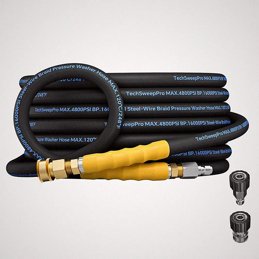 3/8" 4800PSI Pressure Washer Hose 25ft for Cold and hot Water Max 248°F wit