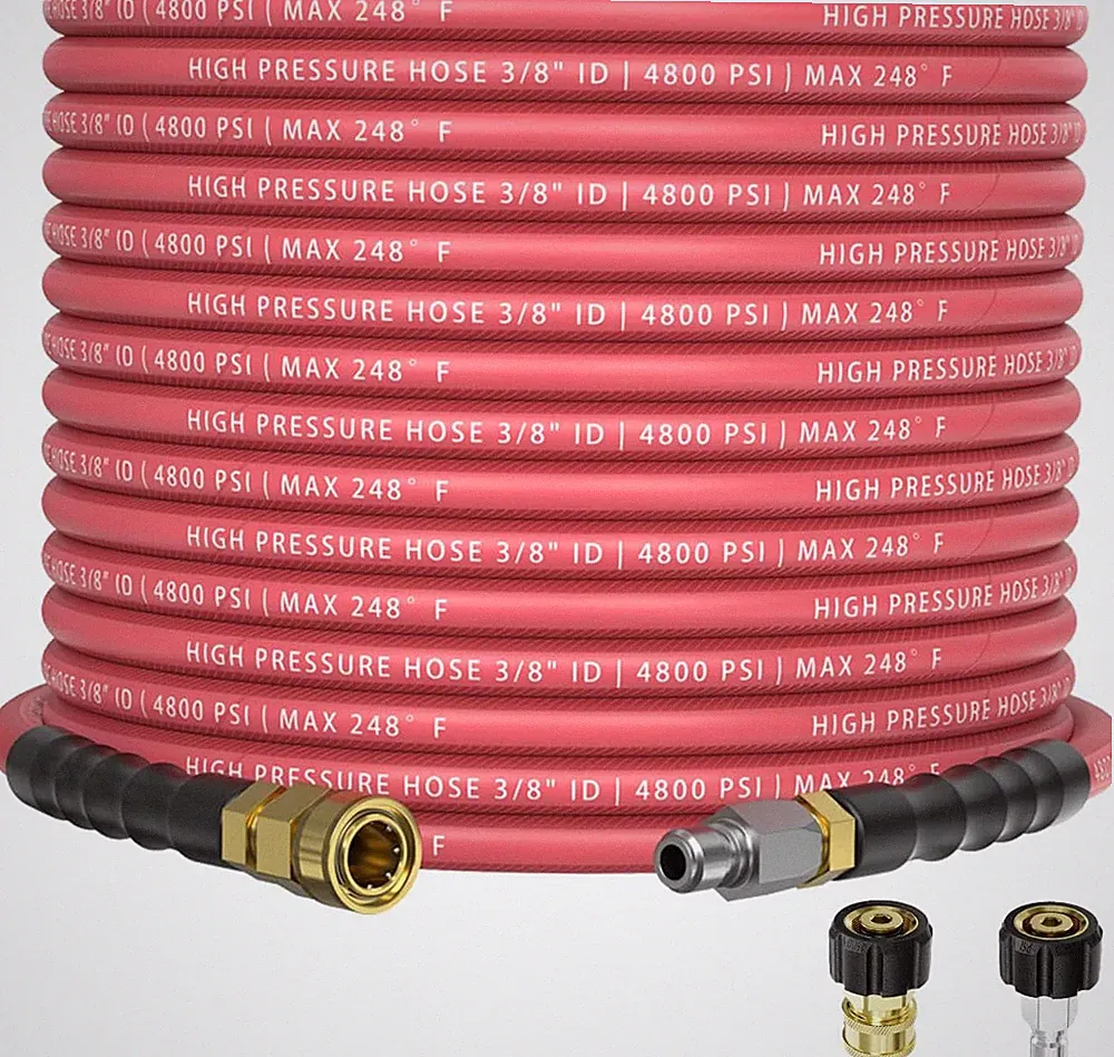 3/8" 4800PSI Pressure Washer Hose 50FT with 360° Swivel Quick Connect, Flexible