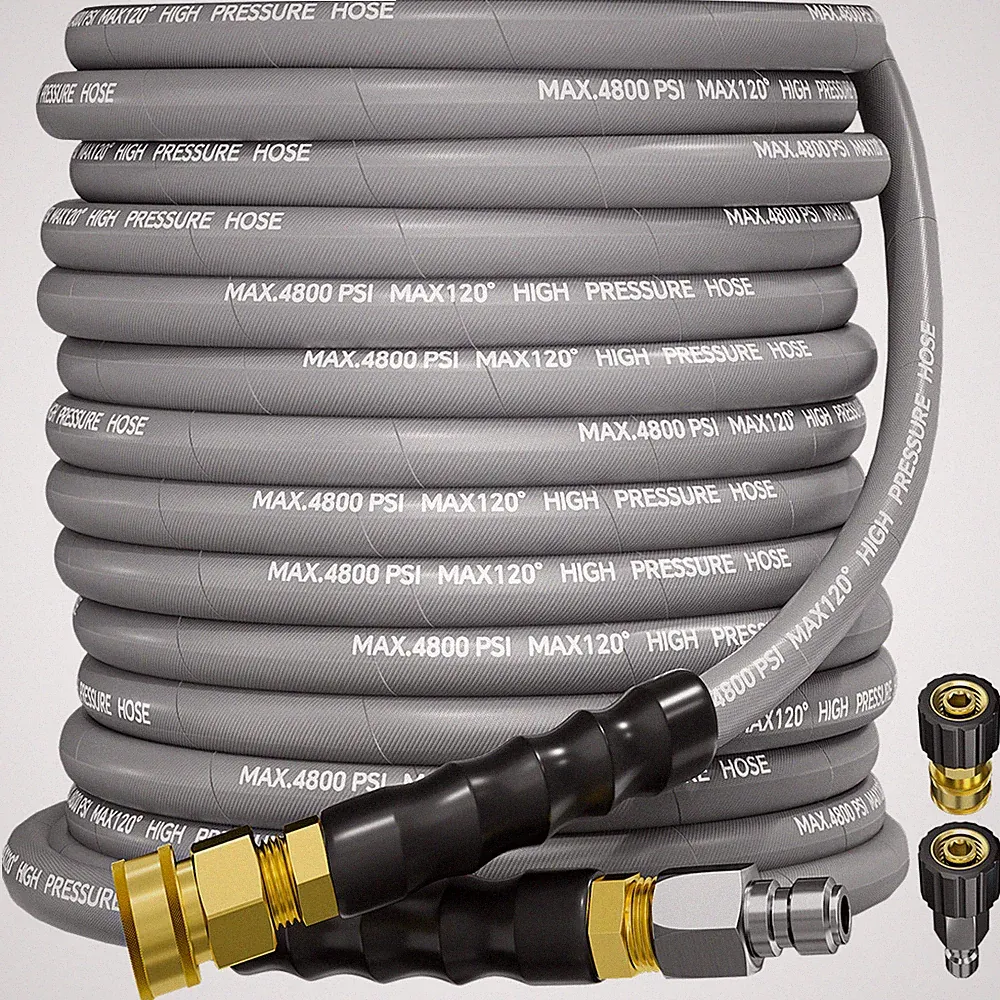 3/8" 4800PSI Pressure Washer Hose 50FT with Swivel Quick Connect Max 248°F