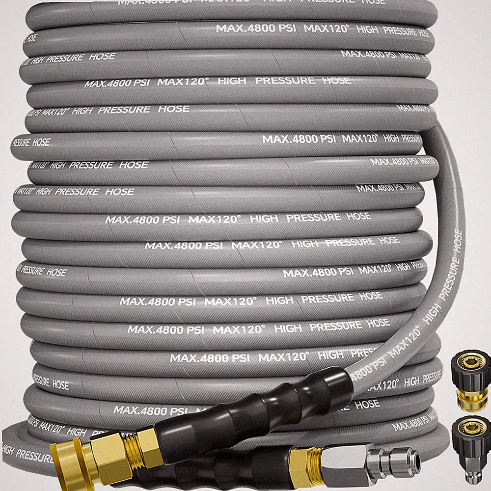 3/8" 4800PSI Pressure Washer Hose 75FT with Swivel Quick Connect Max 248°F