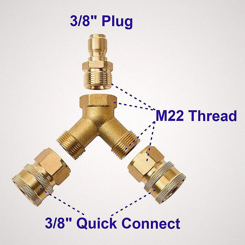 3/8 Fitting Pressure Washer Tee Splitter Coupler 1PC 4.0 GPM Accessories