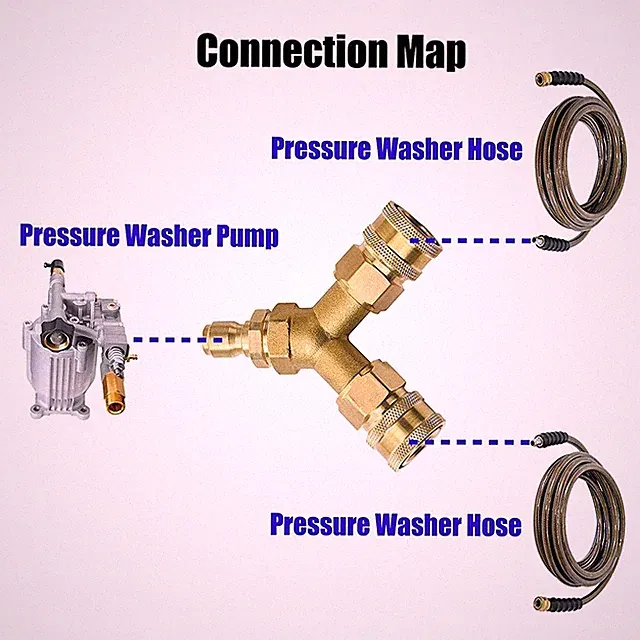 3/8 Fitting Pressure Washer Tee Splitter Coupler 5000PSI Brass 4.0 GPM