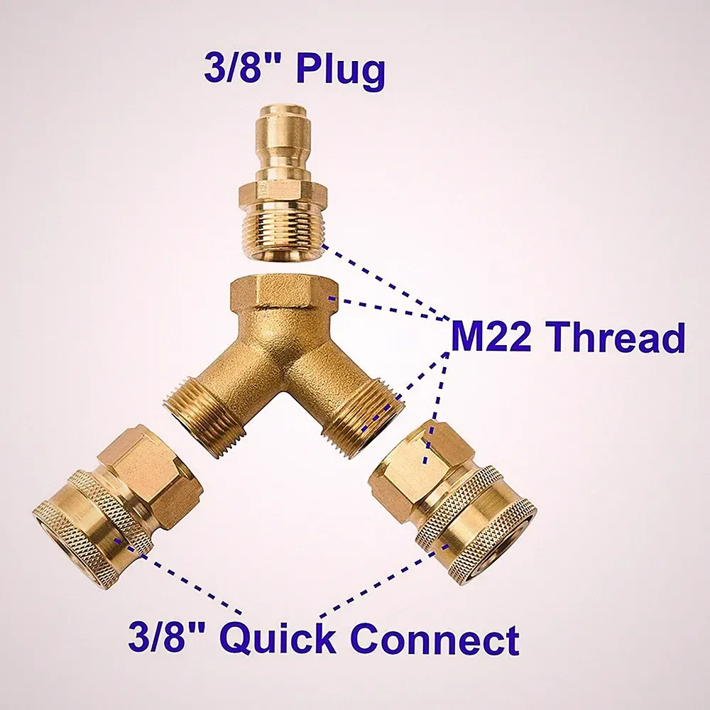 3/8 Fitting Pressure Washer Tee Splitter Coupler Brand New 4.0 GPM