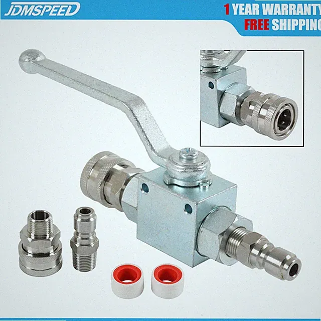 3/8 Inch Steel High Pressure Washer Ball Valve Kit Quick Connect 4500 PSI