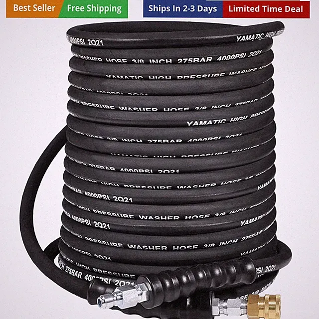 3/8" Kink Resistant Pressure Washer Hose 50FT, Swivel 3/8" Quick Connector, 4...