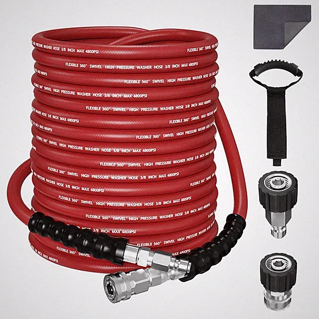 ® 3/8 Pressure Washer Hose 100FT Hot Water - Commercial 4800PSI Steel Wire Br...