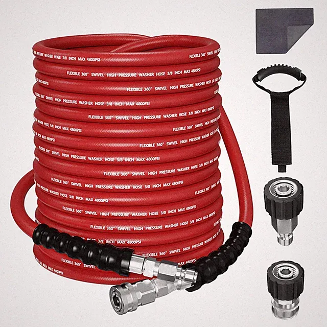 ® 3/8 Pressure Washer Hose 100FT Hot Water - Commercial Grade 4800PSI Steel W...