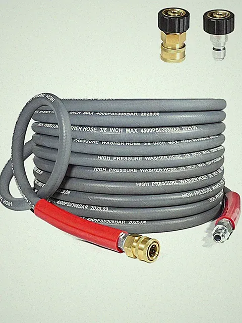 3/8″ Pressure Washer Hose 35 FT — 4500 PSI Steel-Braided Non-Marking Rubber |...