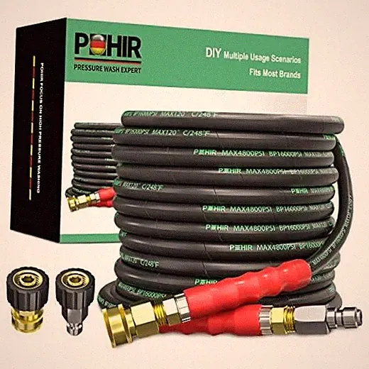 3/8" Pressure Washer Hose 50 FT for Cold and Hot Water Max 248°F with 50ft