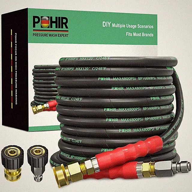 3/8" Pressure Washer Hose 50 FT for Cold and Hot Water Max 248°F with Quick C...