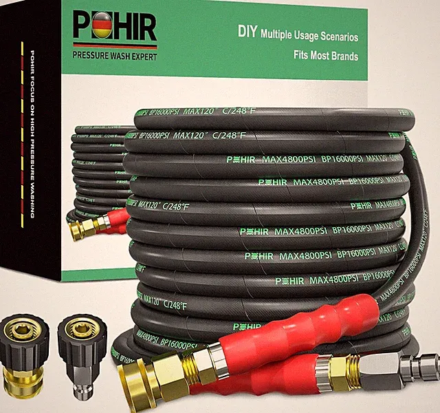 3/8" Pressure Washer Hose 50 FT for Cold and Hot Water Max 248°F with Quick Conn