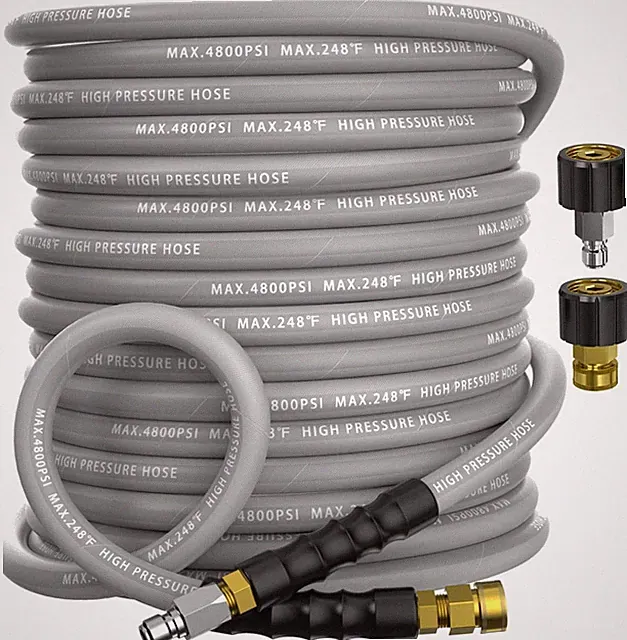 3/8" Pressure Washer Hose 50FT 4800 PSI, Kink Resistant Steel Braided Layer
