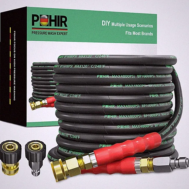 3/8" Pressure Washer Hose 50FT for Cold and Hot Water Max 248°F w/Quick Connect