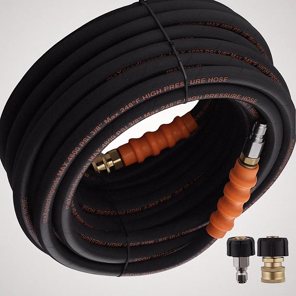 3/8" Pressure Washer Hose 70FT 4800PSI Cold Hot Water Steel Wire Braid
