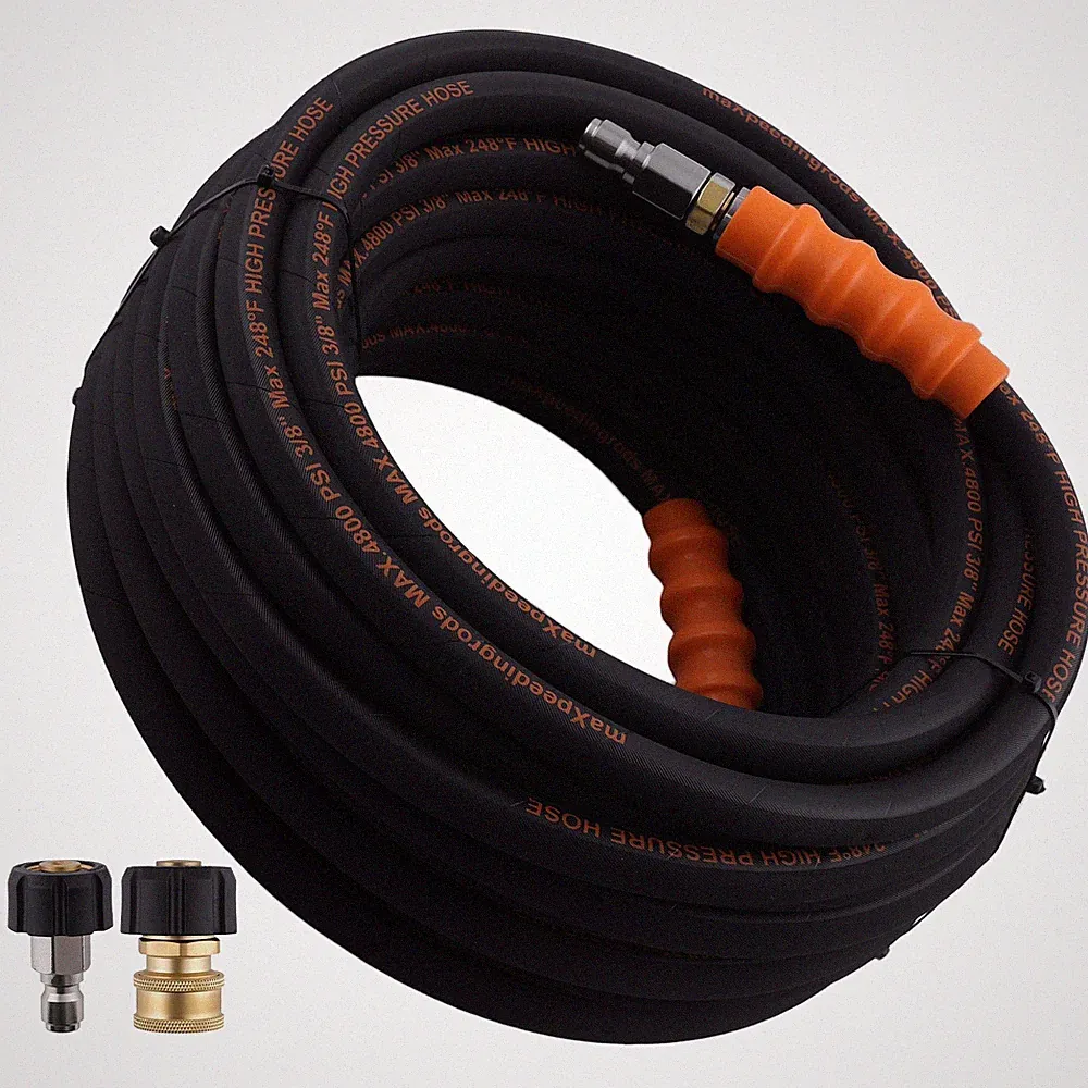 3/8" Pressure Washer Hose 70FT 4800PSI Rubber Steel Steel Wire Braid