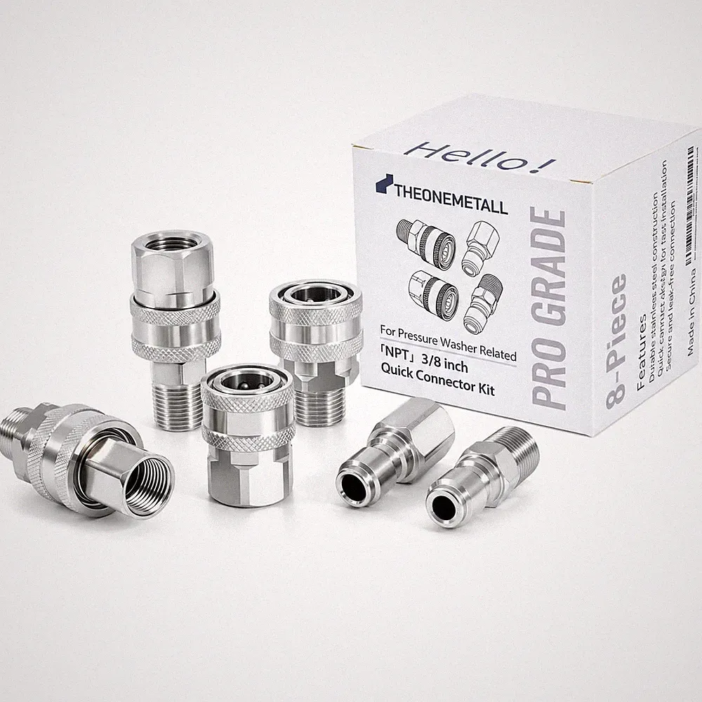 3/8" Pressure Washer Quick Connect Fittings Stainless Steel 8-Piece 5000 PSI