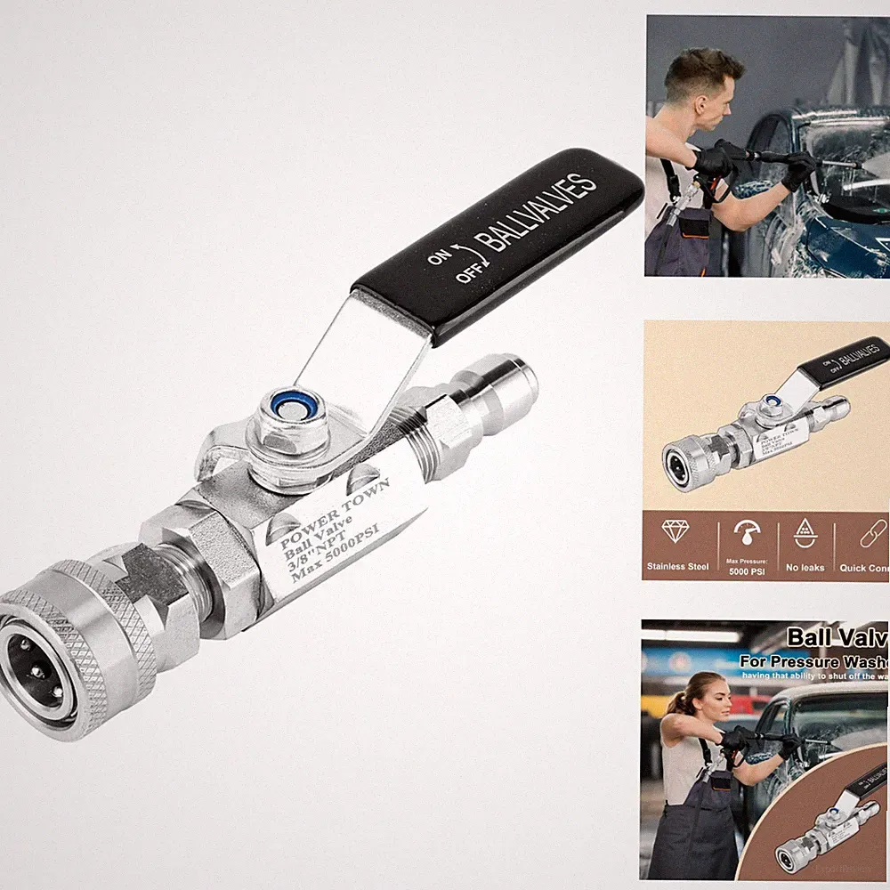3/8" Quick Connect Ball Valve Pressure Washer Shut Off 5000 PSI Stainless Steel