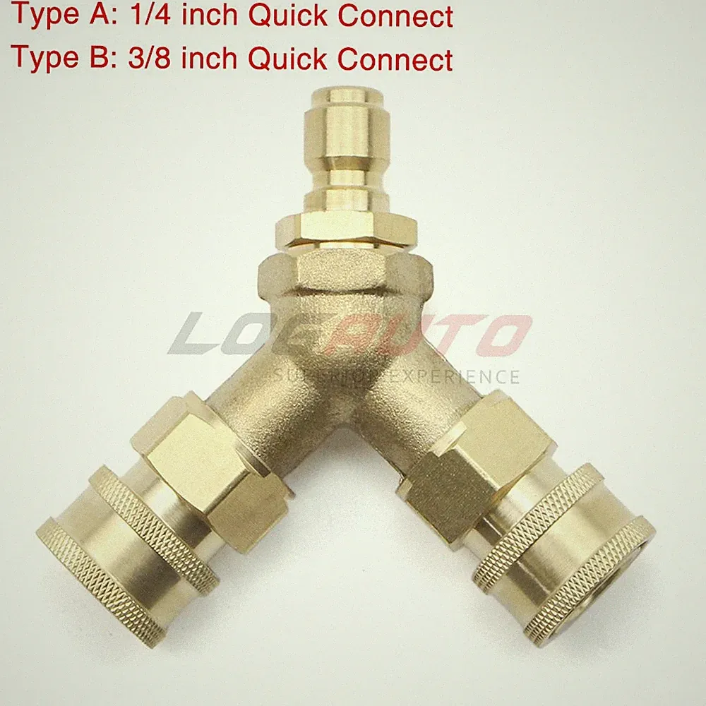3/8" Quick Connect Pressure Washer Tee Splitter Coupler Gun to Power Washer 1/4"