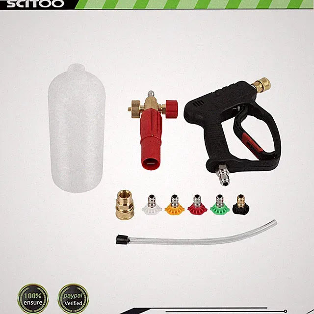 3/8" Quick Connect Snow Foam Lance Cannon Soap Sprayer + Pressure Washer Gun Kit