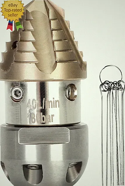 3/8 Sewer Jetter Nozzle for 40 L/Min Pressure Washer, 360 Degree 3/8 NPT Sewer J