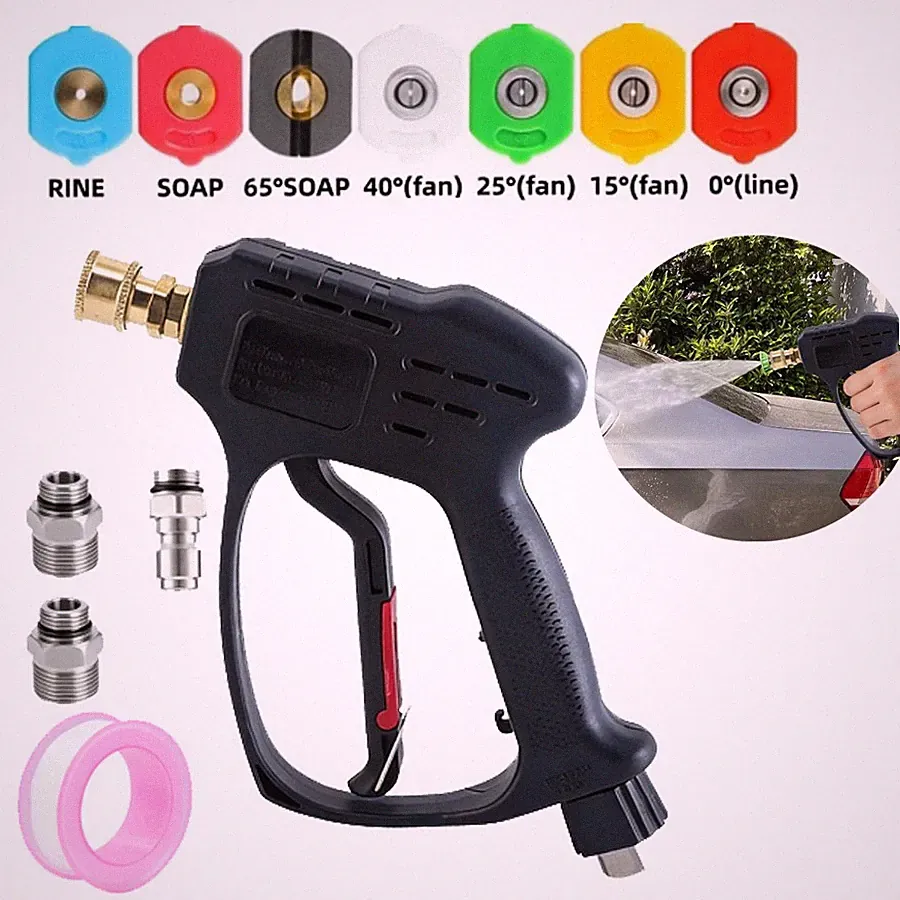 3/8" Swivel 5000 PSI High Pressure Car Wash Washer Spray Gun 7 Spray Nozzle Tip