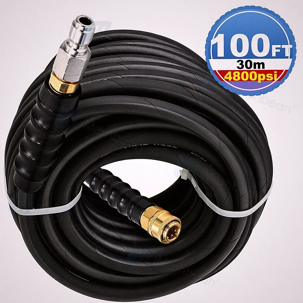 3/8" x 100FT 4800 PSI High Pressure Power Washer Hose 3/8" Quick Connection 275℉