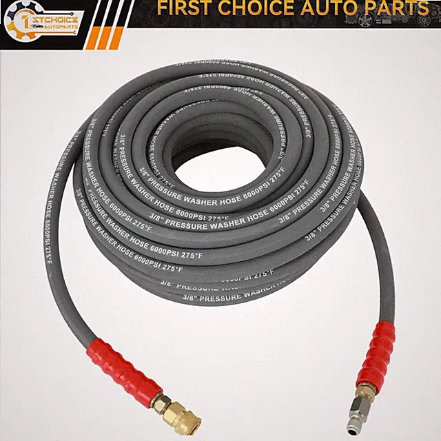 3/8" x 100ft 6000 psi Hot Water Pressure Washer Hose 2-Braid R2 Gray