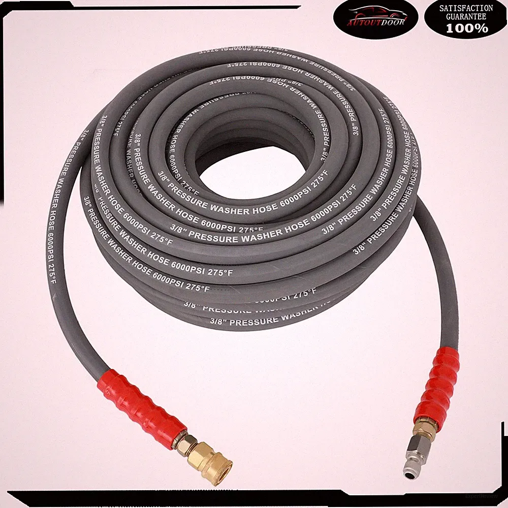 3/8" x 100ft 6000psi High Water Pressure Washer Hose Non-Marking 2 Wire Braid
