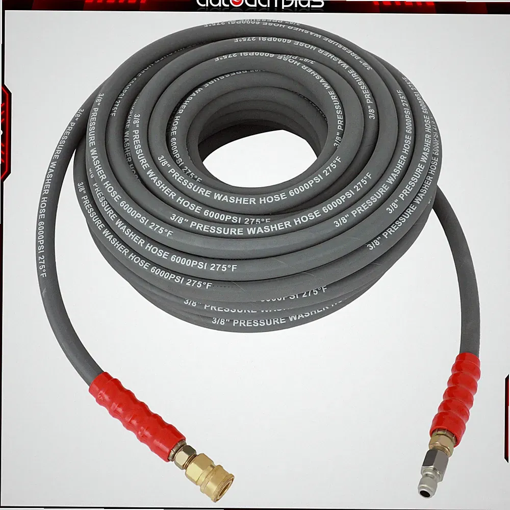 3/8" x 100ft 6000psi Hot Water Pressure Washer Hose 2-Braid R2 Gray