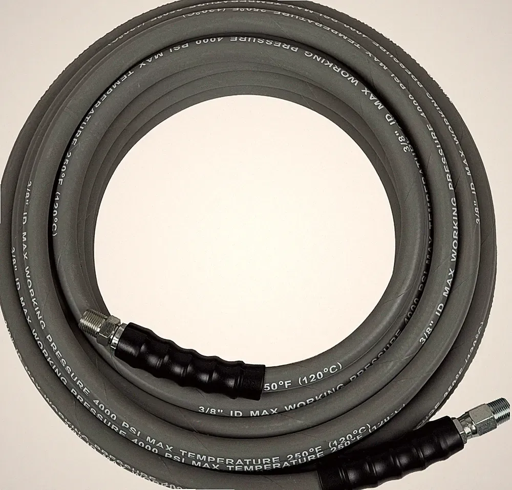 3/8" x 25 ft Pressure Washer Hose 4000 PSI 1-Wire Grey Wrapped, MNPT x Swivel