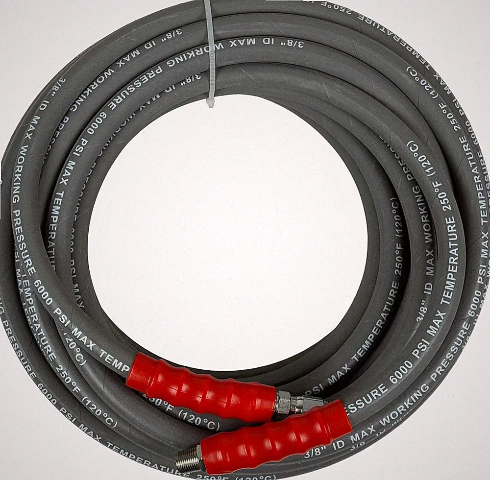 3/8" x 100 ft Pressure Washer Hose 6000 PSI 2-Wire Grey Wrapped, MNPT x Swivel