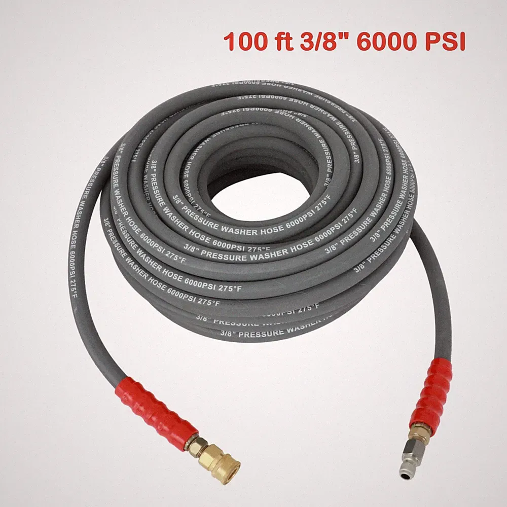 3/8" x 50ft/ 100ft 2 Wire Braid 6000psi High Pressure Washer Hose Non-Marking