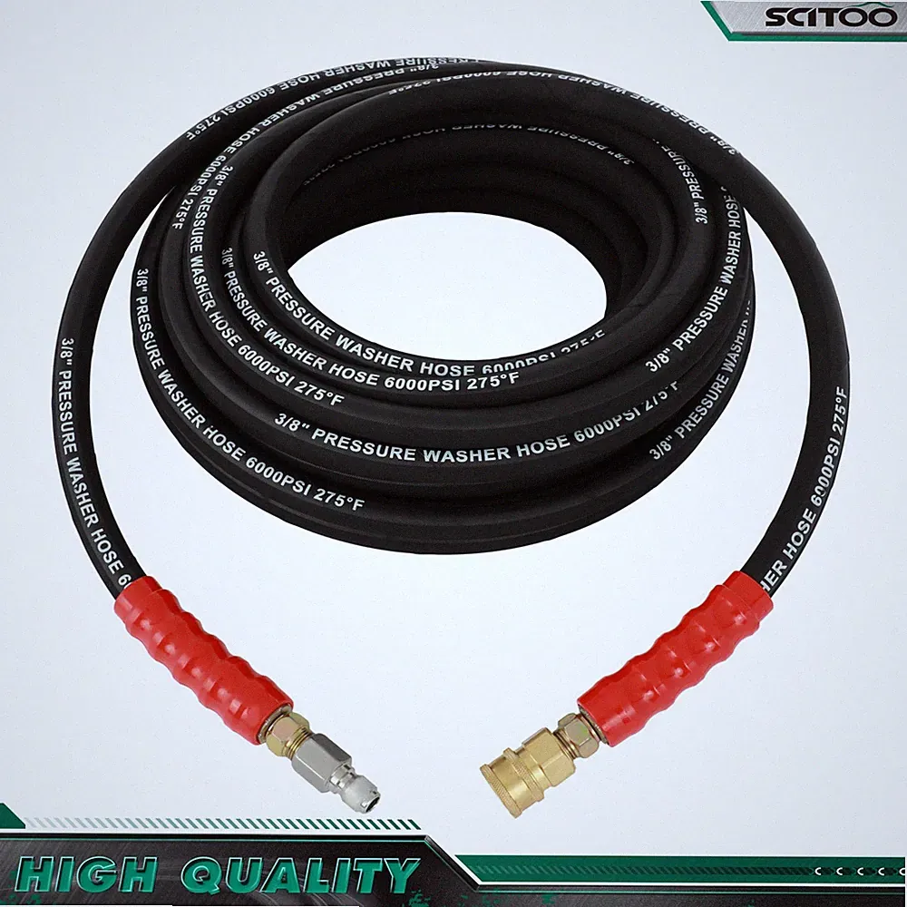 3/8" x 50ft 6000psi 2-Braid R2 Black Hot Water Pressure Washer Hose