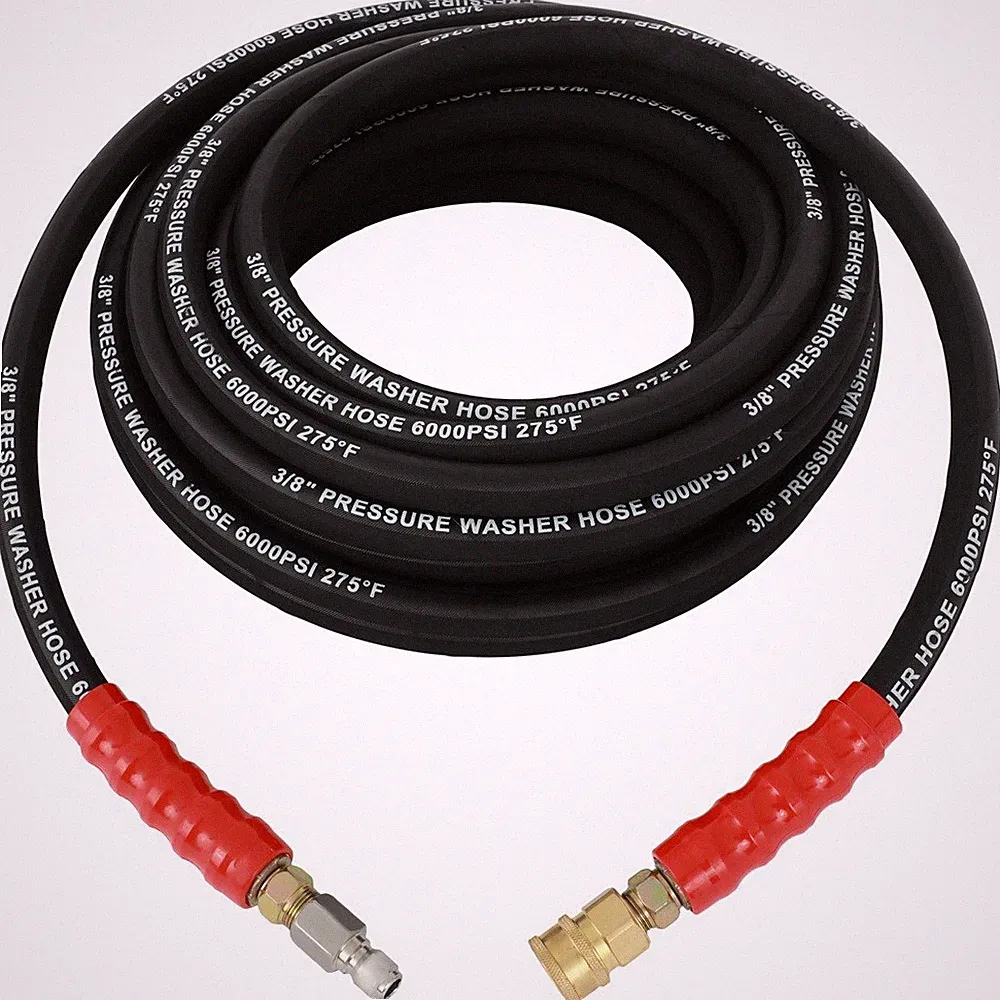 3/8" x 50ft Hot Water Pressure Washer Hose 6000psi 2-Braid R2 Black Brand New