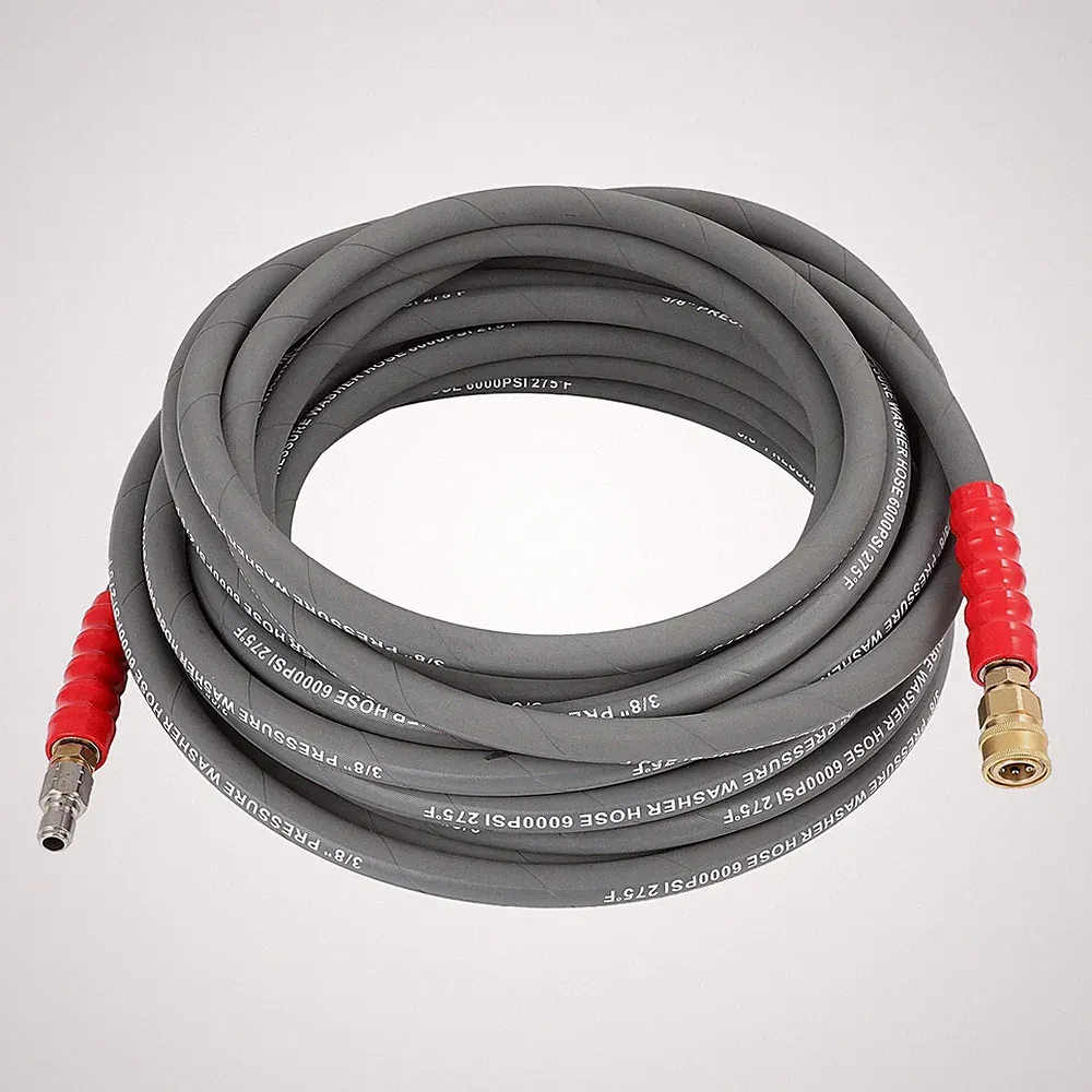 3/8" x 50ft Hot Water Pressure Washer Hose 6000psi Non-Marking 2-Braid R2 Gray