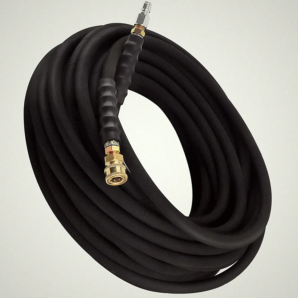 3/8In x 100ft 6000psi Pressure Washer Hose Non-Marking Leak-Proof Cold/ HighTemp